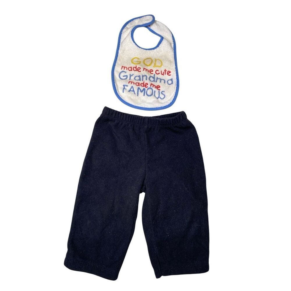 Carters Baby Fleece Pants Bib Set Grandma Made Me Famous Cute 6 Months Outfit